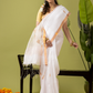 Pure Jamdani Linen Saree | Snow White  and White  | Half and Half style with Contrast Border