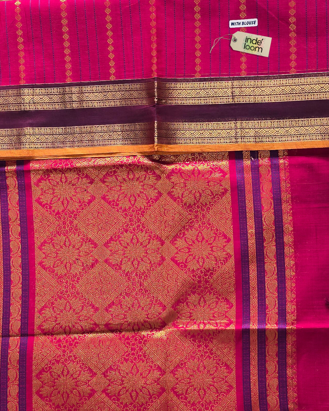 Kanchi Cotton|Pink & Maroon
