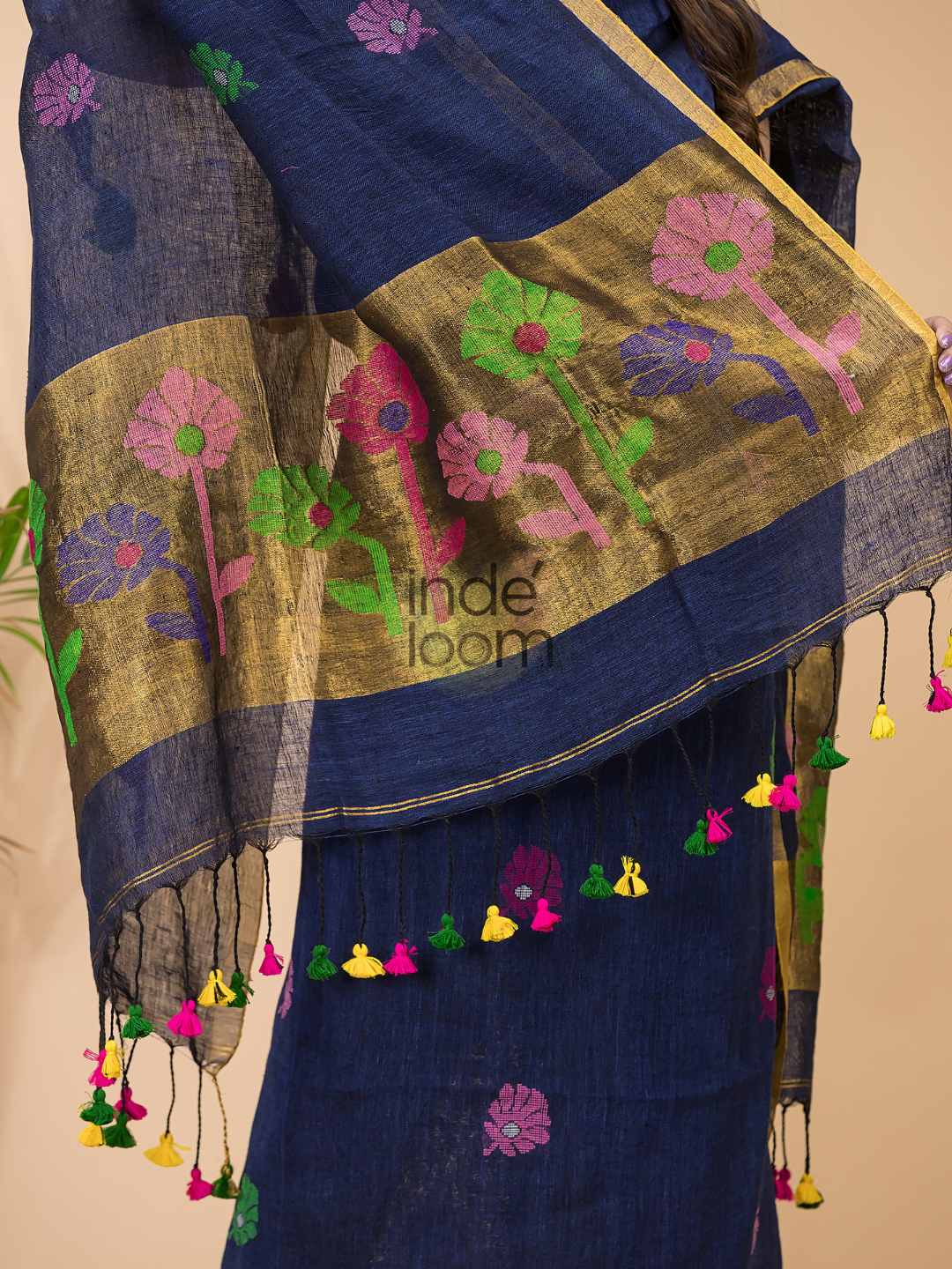 Berry Blue Linen X Linen 2-Piece Set Kurti & Dupatta (UNSTITCHED) - 056
