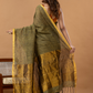Pure Handloom Linen Saree | Olive Brown