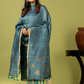 Handwoven Jamdani Linen Unstitched 2-piece Kurti | Powder Blue