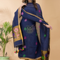 Berry Blue Linen X Linen 2-Piece Set Kurti & Dupatta (UNSTITCHED) - 056