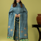 Handwoven Jamdani Linen Unstitched 2-piece Kurti | Powder Blue