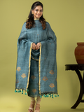 Handwoven Jamdani Linen Unstitched 2-piece Kurti | Powder Blue
