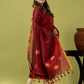 Handwoven Jamdani Linen Unstitched 2-piece Kurti | Deep Red