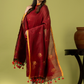 Handwoven Jamdani Linen Unstitched 2-piece Kurti | Deep Red