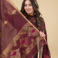 Wine Red Mercerised Cotton Meenakari Motif 2-Piece Kurti & Dupatta (UNSTITCHED)-877