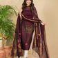 Wine Red Mercerised Cotton Meenakari Motif 2-Piece Kurti & Dupatta (UNSTITCHED)-877
