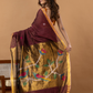 Handwoven Jamdani Linen Saree | Wine Maroon
