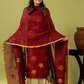 Handwoven Jamdani Linen Unstitched 2-piece Kurti | Deep Red