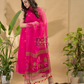 Hot Pink Jamdani 2-Piece Set Kurti & Dupatta (UNSTITCHED) -778