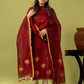 Handwoven Jamdani Linen Unstitched 2-piece Kurti | Deep Red