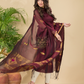 Wine Red Mercerised Cotton Meenakari Motif 2-Piece Kurti & Dupatta (UNSTITCHED)-877