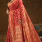 Geometric woven design Silk blend Saree | Classic Red