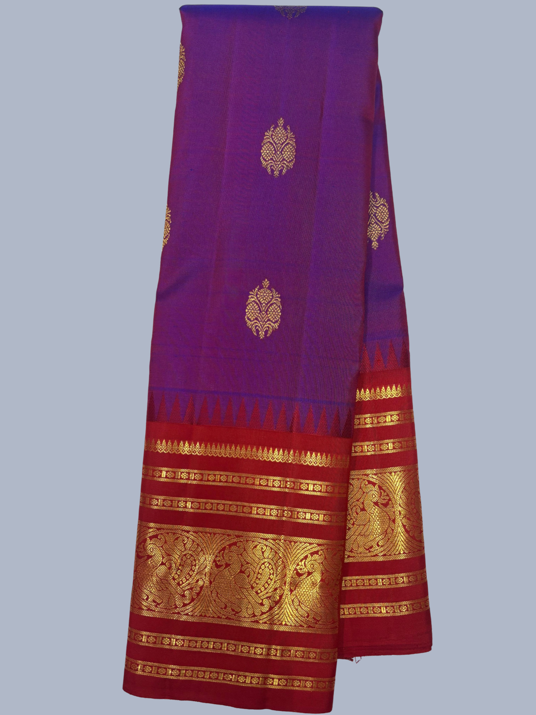 Pure Handwoven Gadwal Silk Saree With Mulberry Purple - 027