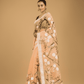 Kota Doria Handpainted Saree With Pale Orange - 006 - indeloom