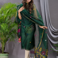 Dark Green Cotton Silk Jamdani 2-Piece Set Kurti & Dupatta (UNSTITCHED) - 106