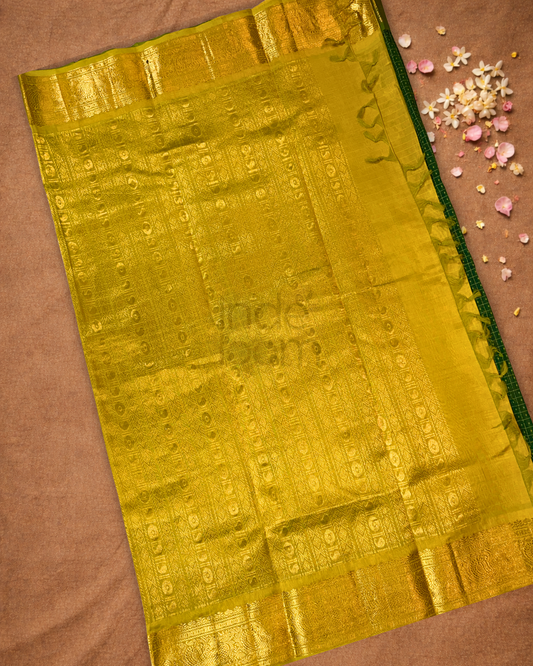 Pure Handloom Korvai Saree | Army Green