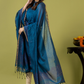 Handwoven Jamdani cotton Unstitched 2-piece Kurti | Peacock Teal Blue