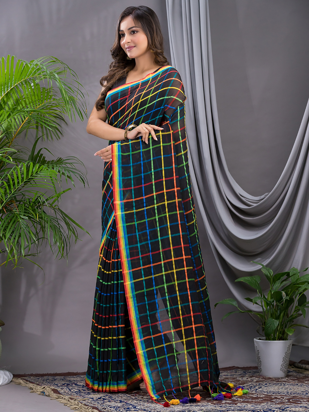 Handloom Khadi Cotton Saree With Rich Black - 004