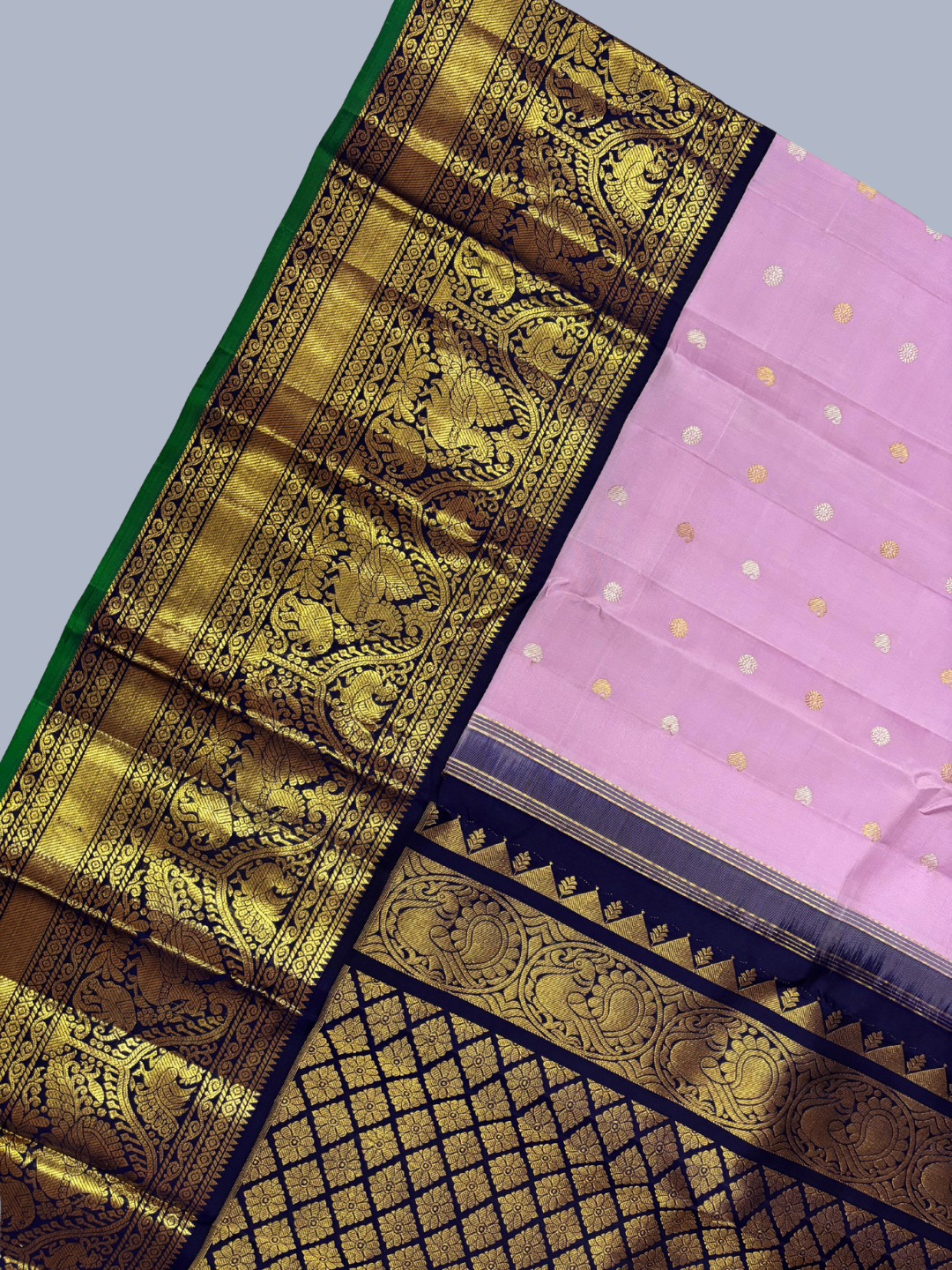 Handwoven Pure Gadwal Silk Saree  |  Lilac Purple