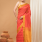 Pure Handloom Korvai Saree |Vivid Orange With Gold Broder
