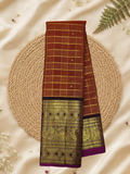 Handwoven Pure Gadwal Silk Saree | Copper Orange