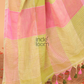 Linen Checks Saree With Green Pink Yellow - 108
