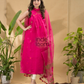 Hot Pink Jamdani 2-Piece Set Kurti & Dupatta (UNSTITCHED) -778
