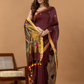 Handwoven Jamdani Linen Saree | Wine Maroon