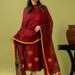 Handwoven Jamdani Linen Unstitched 2-piece Kurti | Deep Red