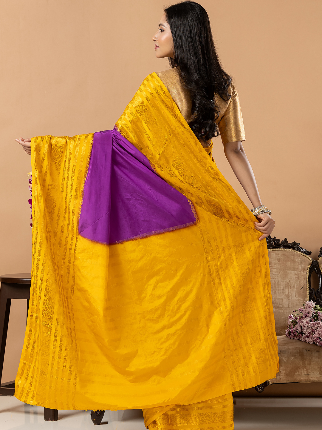 Classic Mysore Semi Silk Saree | Mustard Yellow
