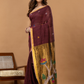 Handwoven Jamdani Linen Saree | Wine Maroon