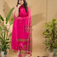 Hot Pink Jamdani 2-Piece Set Kurti & Dupatta (UNSTITCHED) -778