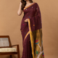 Handwoven Jamdani Linen Saree | Wine Maroon