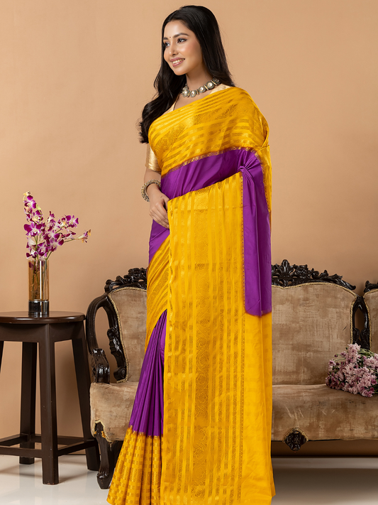 Classic Mysore Semi Silk Saree | Mustard Yellow