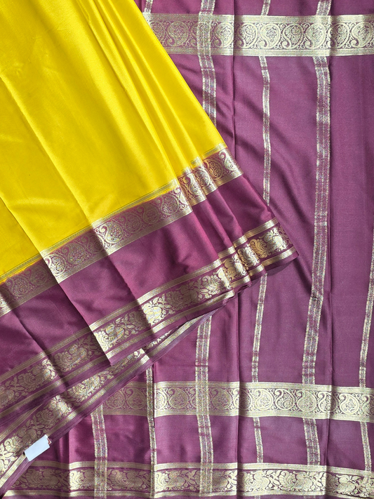 Classic Mysore Semi Silk Saree | Chartreuse Yellow