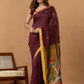Handwoven Jamdani Linen Saree | Wine Maroon