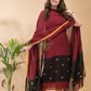 Claret | Handloom Jamdani Linen Unstitched 2-Piece Kurti