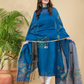 Dark Blue Mercerised Cotton Meenakari Motif 2-Piece Kurti & Dupatta (UNSTITCHED)-878