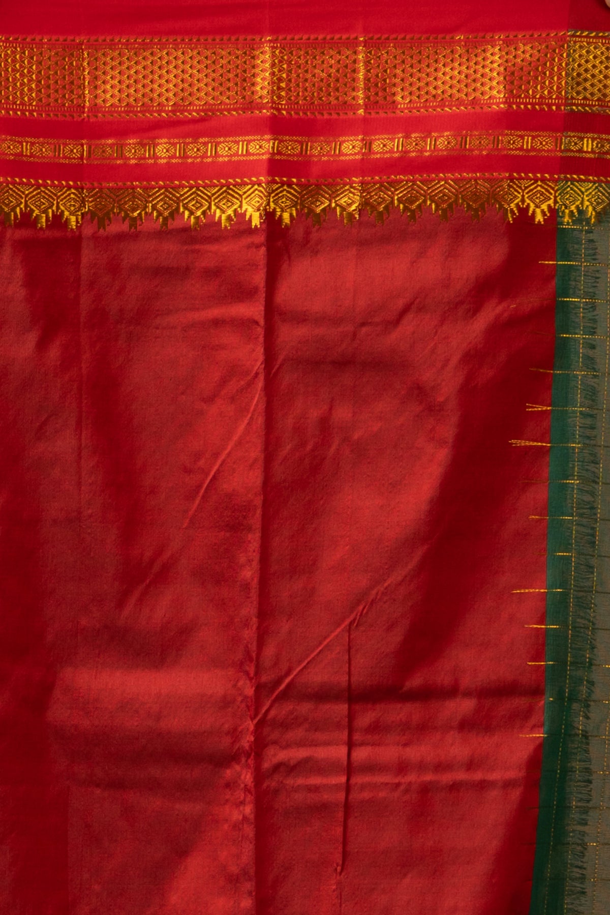 Traditional Ilkal Viscose Saree | Forest Green