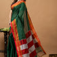 Traditional Ilkal Viscose Saree | Forest Green