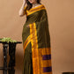 Traditional Ilkal Viscose Saree | Dark Olive Green