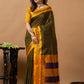 Traditional Ilkal Viscose Saree | Dark Olive Green