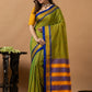 Traditional Ilkal Viscose Saree | Lime Olive Green