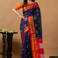 Traditional Ilkal Viscose Saree | Deep Navy Blue