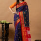 Traditional Ilkal Viscose Saree | Deep Navy Blue