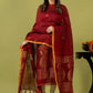 Handwoven Jamdani Muslin Unstitched 2-piece Kurti | Deep Red