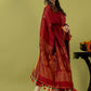 Handwoven Jamdani Muslin Unstitched 2-piece Kurti | Deep Red