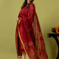 Handwoven Jamdani Muslin Unstitched 2-piece Kurti | Deep Red